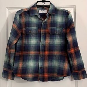 Old Navy Boy’s Plaid Shirt - Blue and Orange size 8